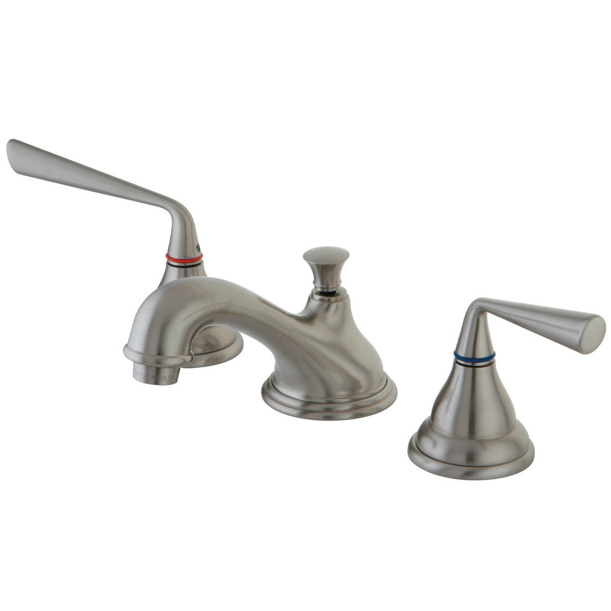 Silver Sage KS5568ZL Two-Handle 3-Hole Deck Mount Widespread Bathroom Faucet with Brass Pop-Up, Brushed Nickel