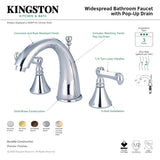 Royale KS5974FL Two-Handle 3-Hole Deck Mount Widespread Bathroom Faucet with Brass Pop-Up, Polished Chrome/Polished Brass