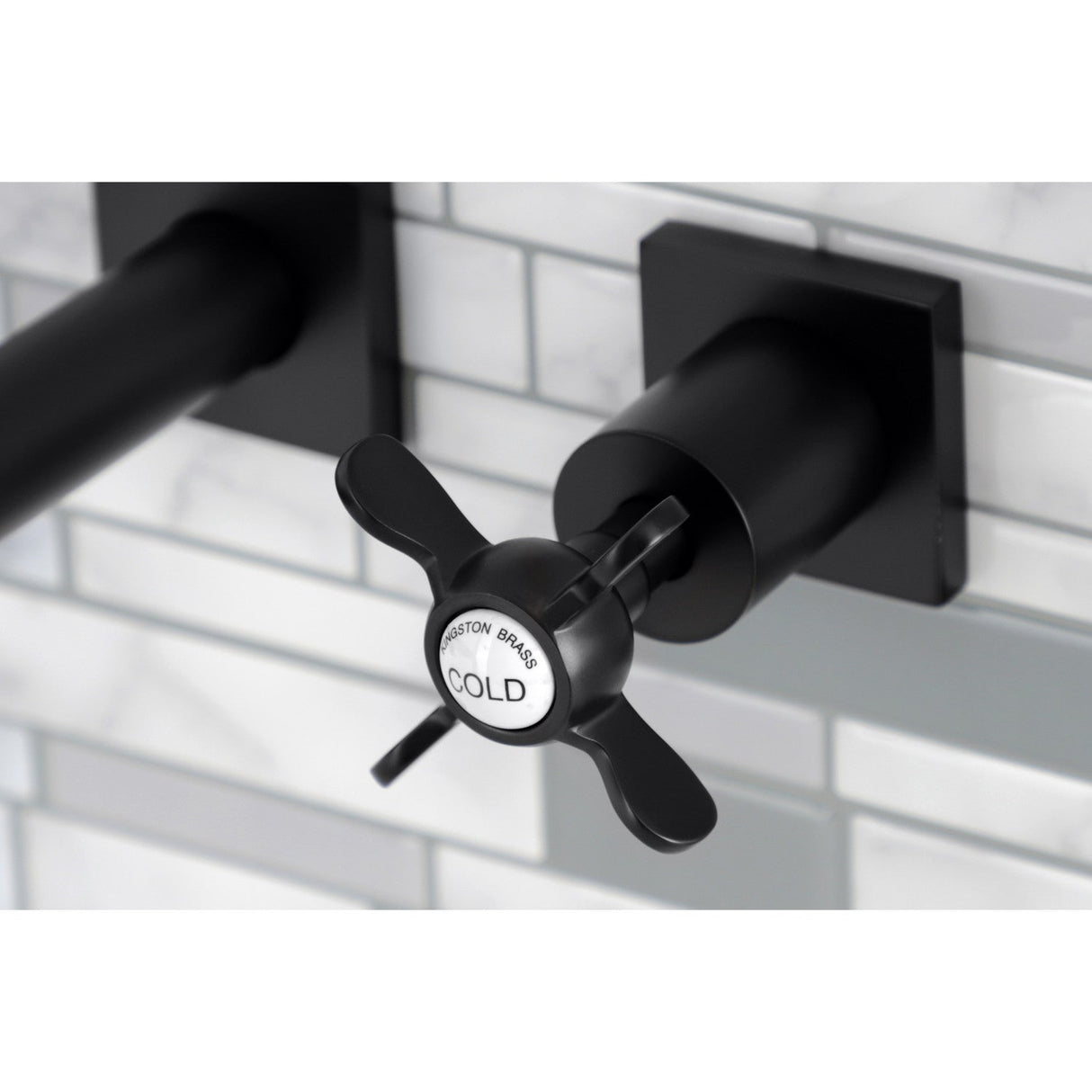 Essex KS6020BEX Two-Handle 3-Hole Wall Mount Roman Tub Faucet, Matte Black
