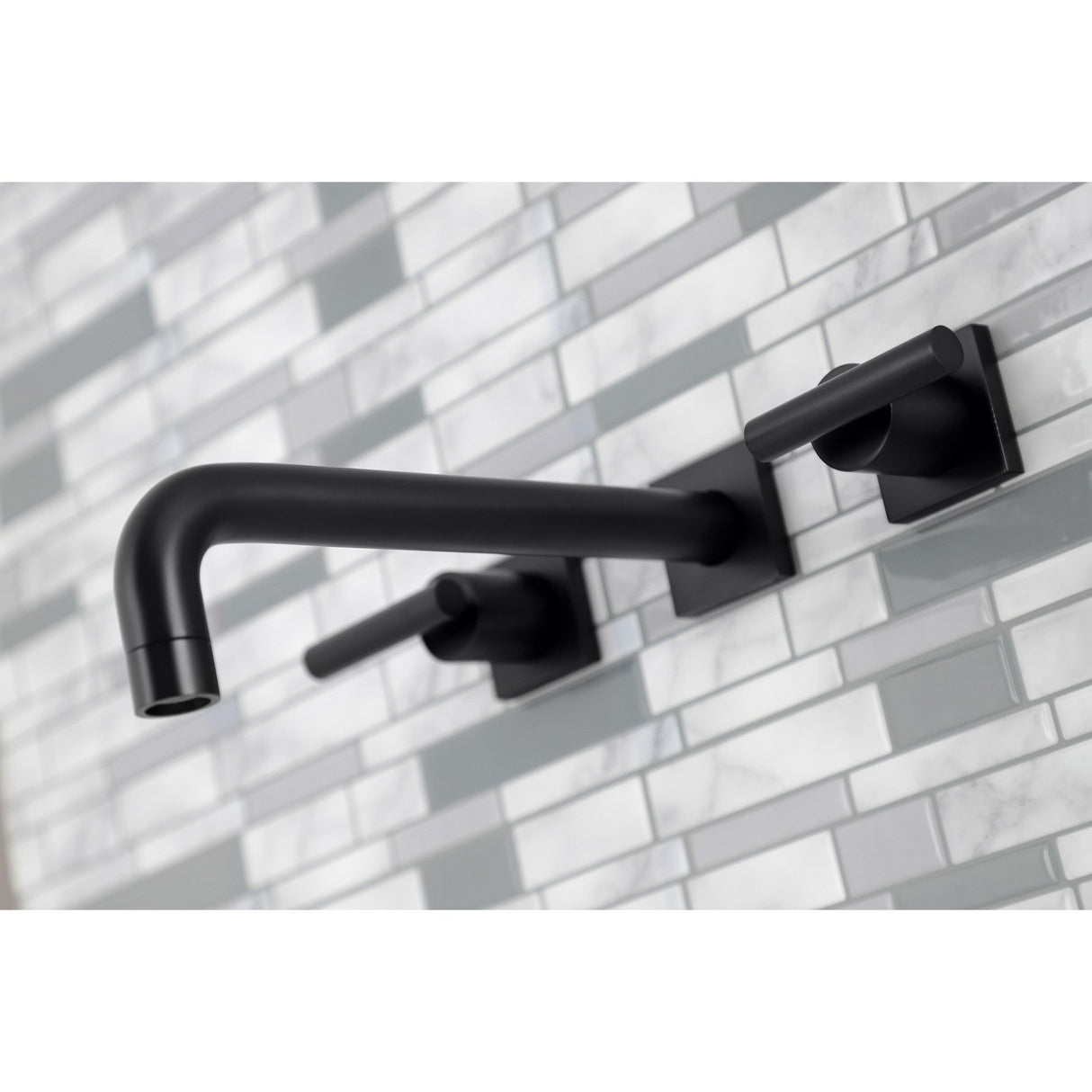 Manhattan KS6020CML Two-Handle 3-Hole Wall Mount Roman Tub Faucet, Matte Black