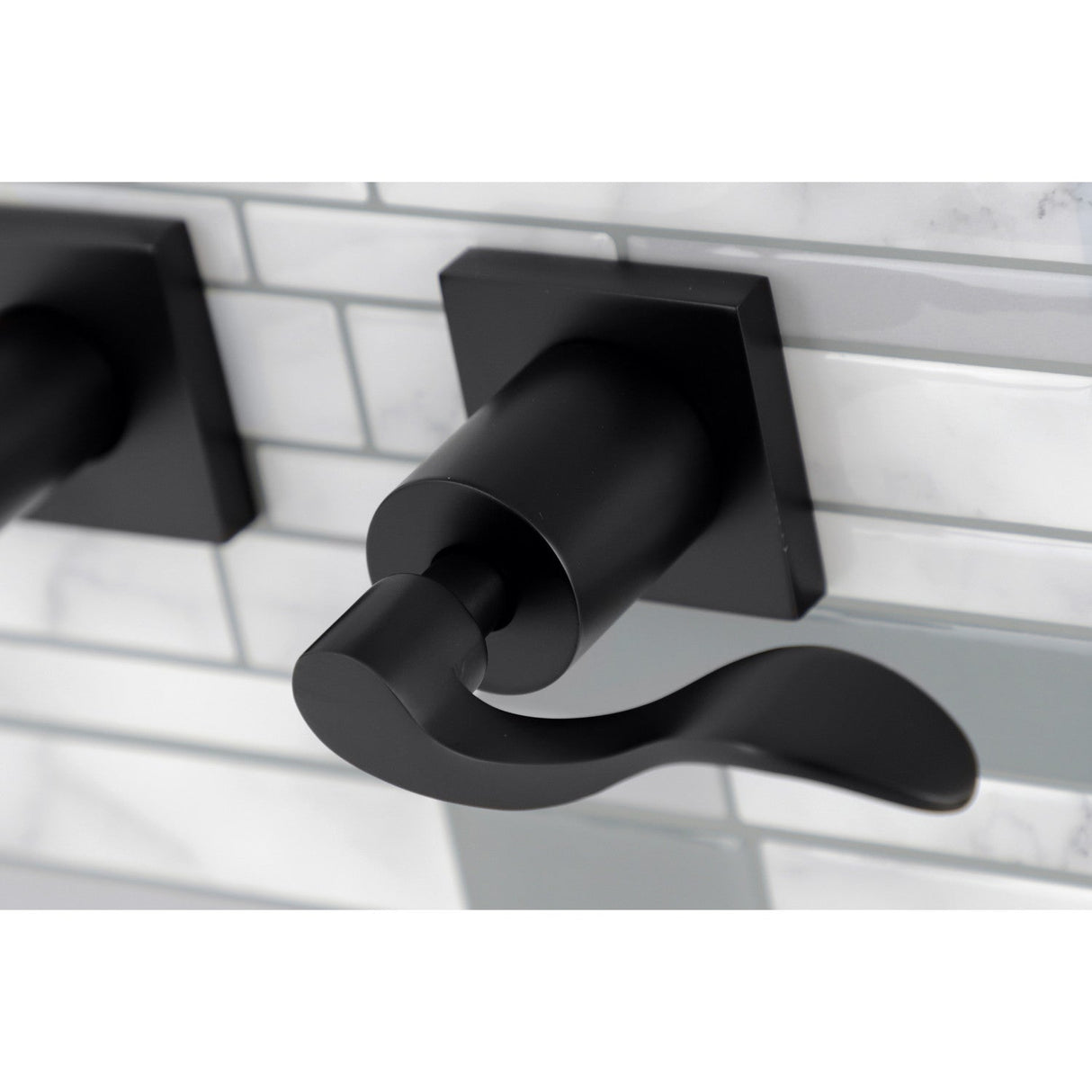 NuWave KS6020DFL Two-Handle 3-Hole Wall Mount Roman Tub Faucet, Matte Black
