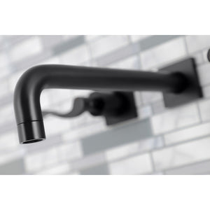 NuWave KS6020DFL Two-Handle 3-Hole Wall Mount Roman Tub Faucet, Matte Black