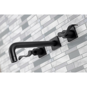 NuWave KS6020DFL Two-Handle 3-Hole Wall Mount Roman Tub Faucet, Matte Black
