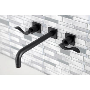 NuWave KS6020DFL Two-Handle 3-Hole Wall Mount Roman Tub Faucet, Matte Black