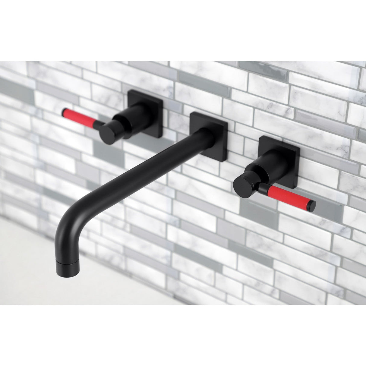 Kaiser KS6020DKL Two-Handle 3-Hole Wall Mount Roman Tub Faucet, Matte Black