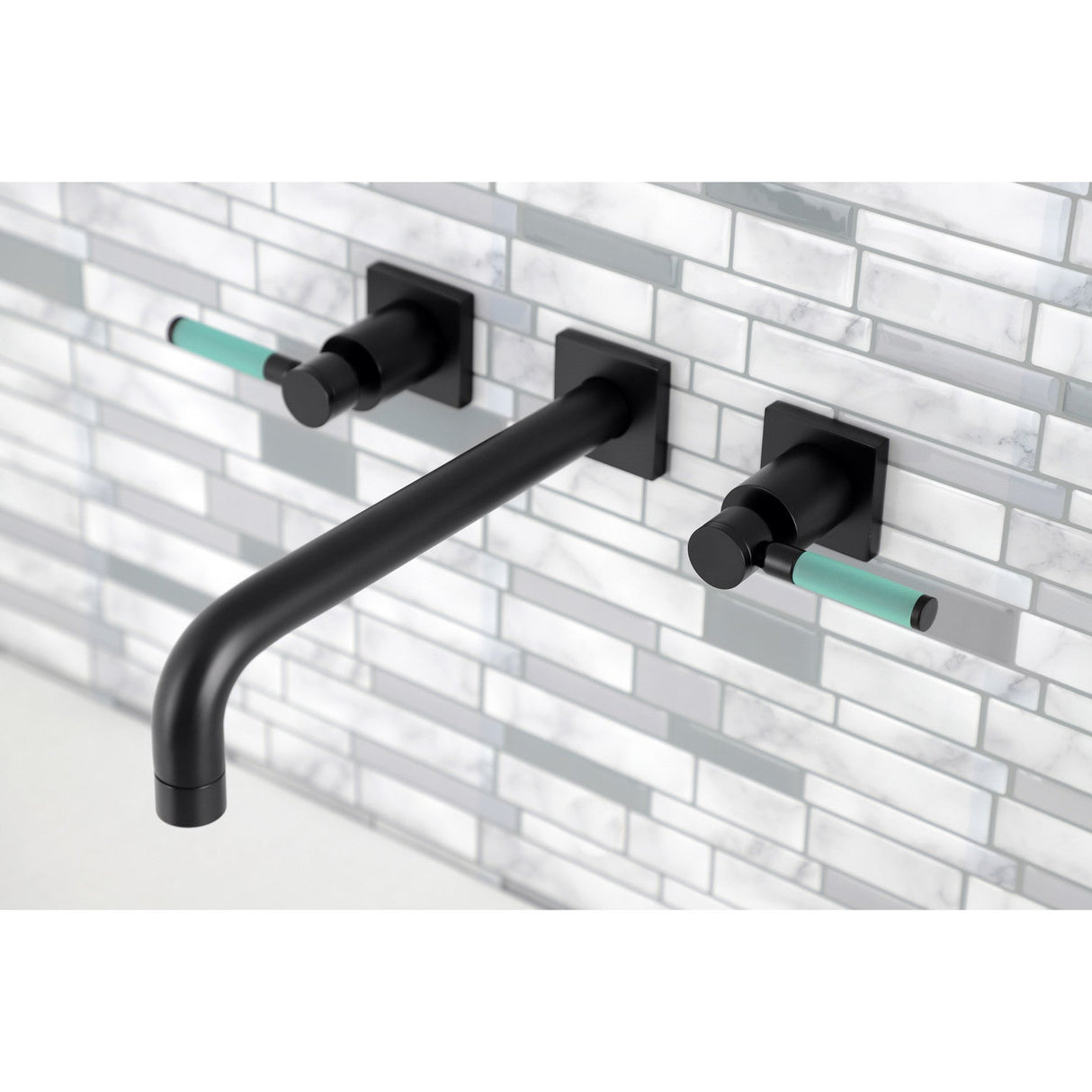Kaiser KS6020DKL Two-Handle 3-Hole Wall Mount Roman Tub Faucet, Matte Black