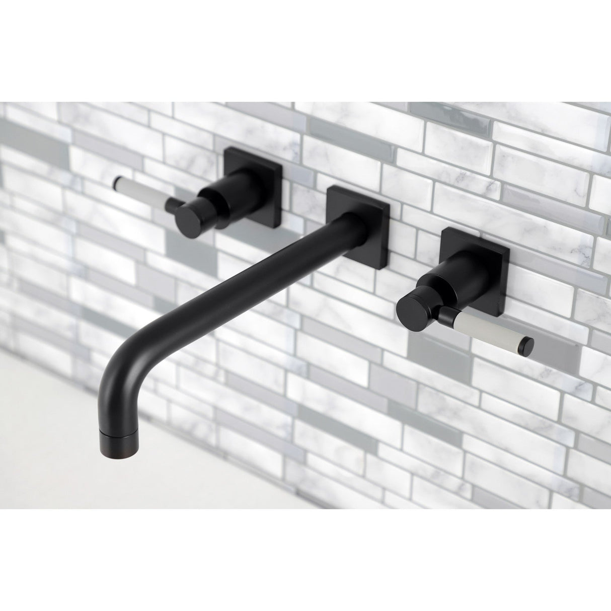 Kaiser KS6020DKL Two-Handle 3-Hole Wall Mount Roman Tub Faucet, Matte Black