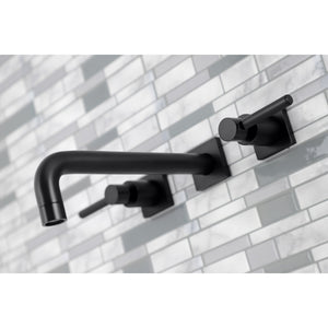 Concord KS6020DL Two-Handle 3-Hole Wall Mount Roman Tub Faucet, Matte Black