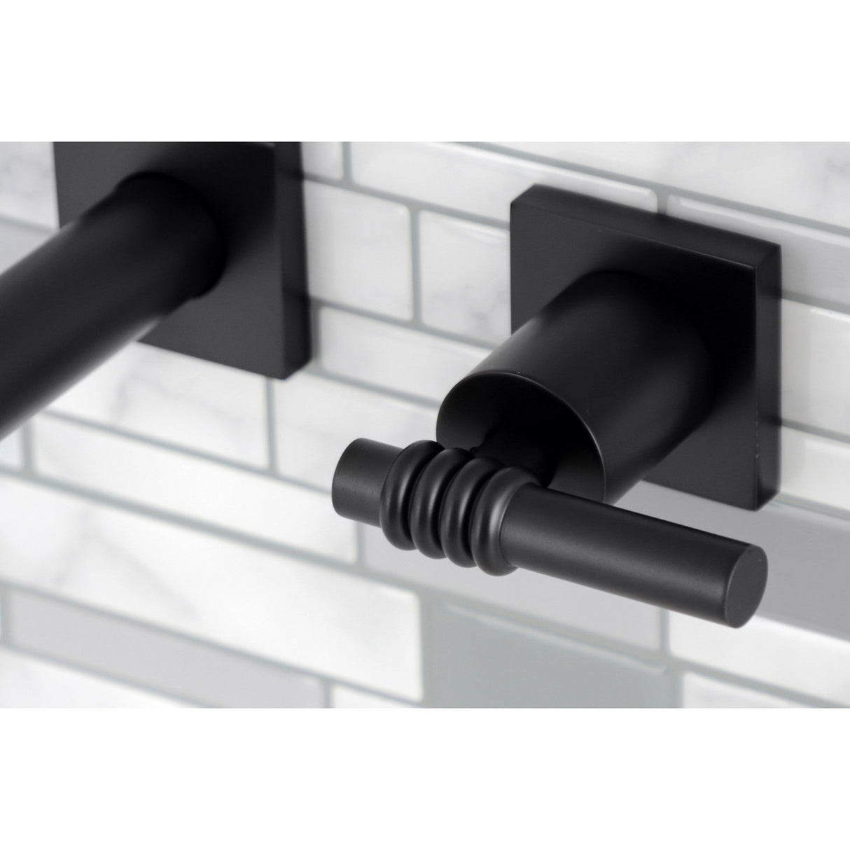 Milano KS6020ML Two-Handle 3-Hole Wall Mount Roman Tub Faucet, Matte Black