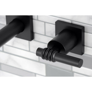 Milano KS6020ML Two-Handle 3-Hole Wall Mount Roman Tub Faucet, Matte Black