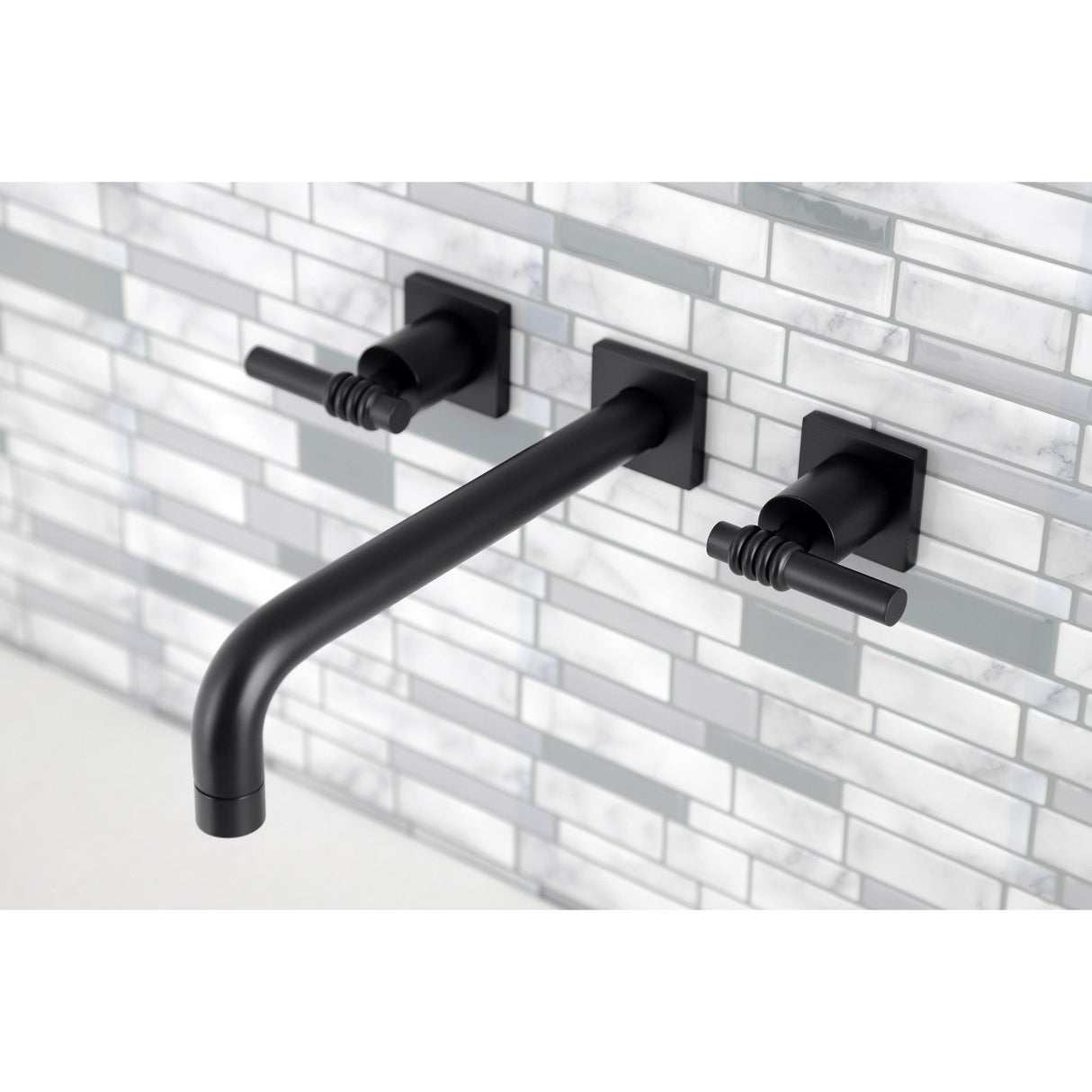 Milano KS6020ML Two-Handle 3-Hole Wall Mount Roman Tub Faucet, Matte Black