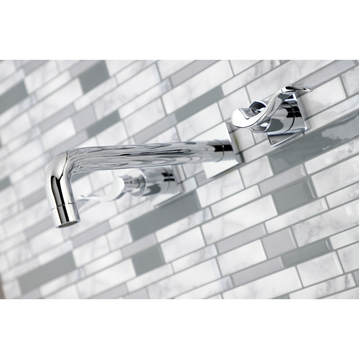 NuWave KS6021DFL Two-Handle 3-Hole Wall Mount Roman Tub Faucet, Polished Chrome