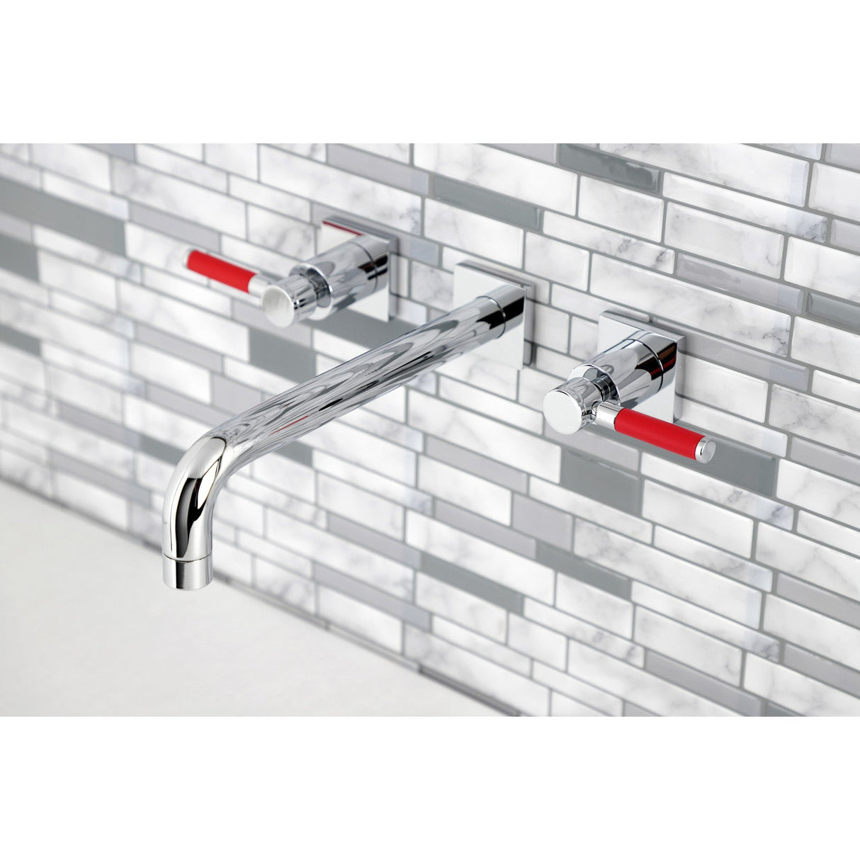 Kaiser KS6021DKL Two-Handle 3-Hole Wall Mount Roman Tub Faucet, Polished Chrome