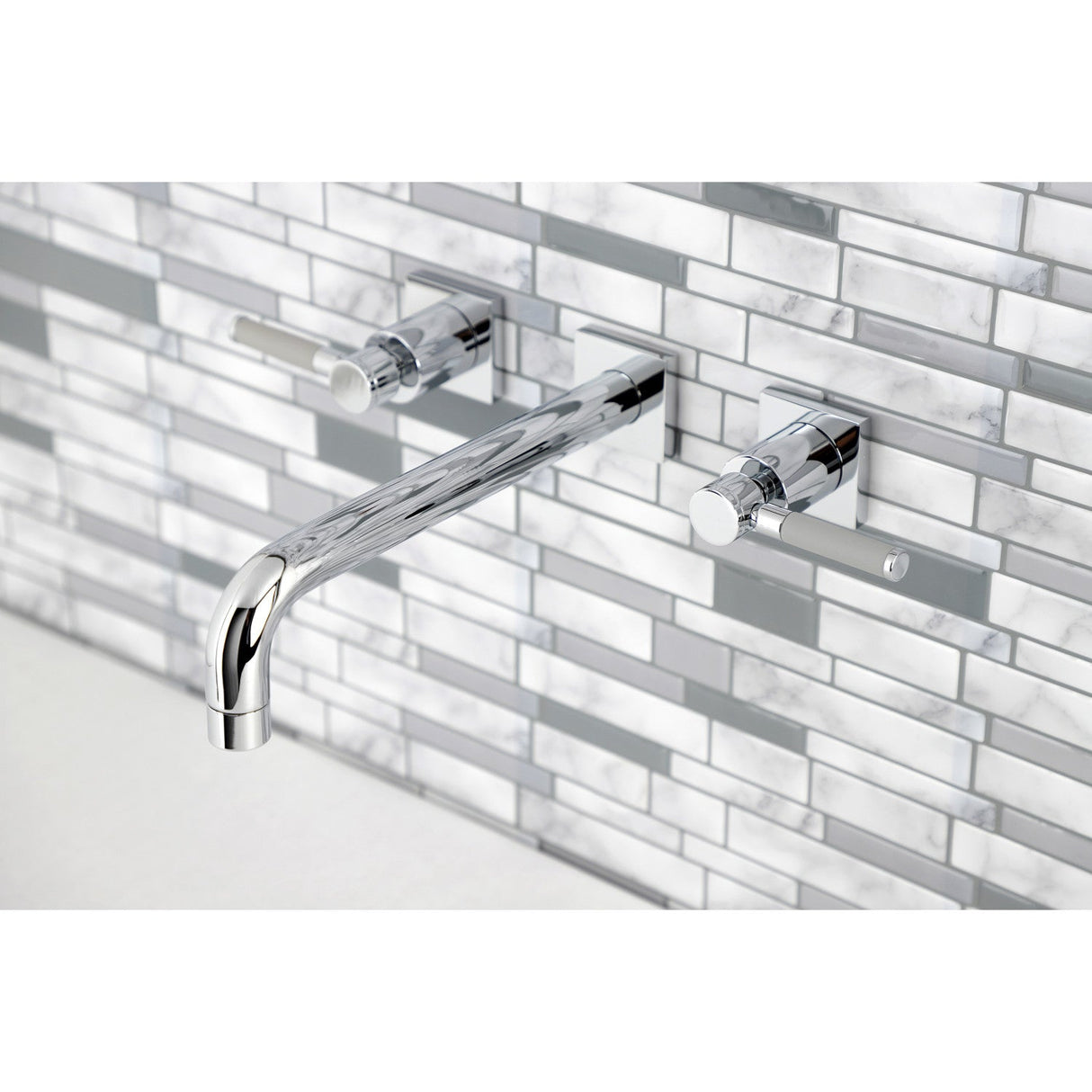 Kaiser KS6021DKL Two-Handle 3-Hole Wall Mount Roman Tub Faucet, Polished Chrome