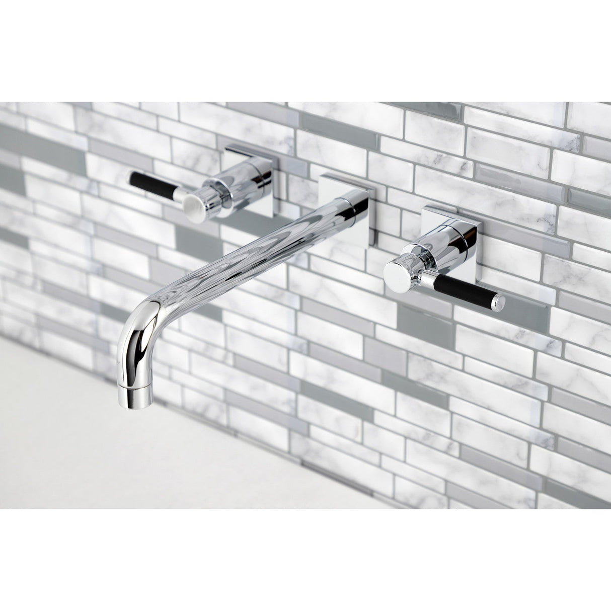Kaiser KS6021DKL Two-Handle 3-Hole Wall Mount Roman Tub Faucet, Polished Chrome