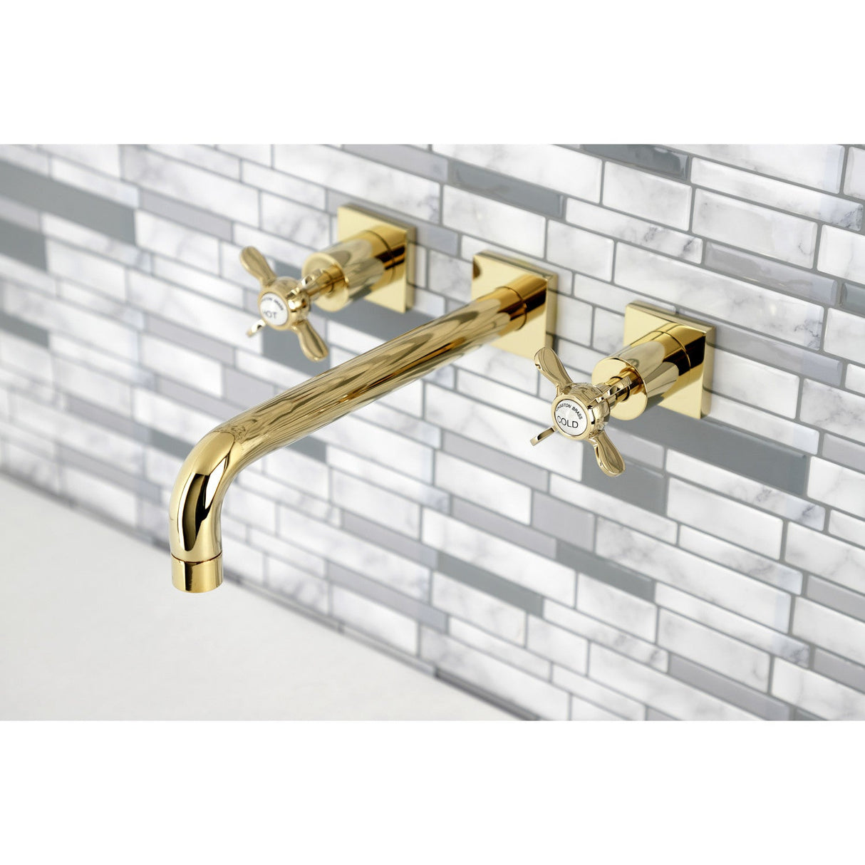 Essex KS6022BEX Two-Handle 3-Hole Wall Mount Roman Tub Faucet, Polished Brass