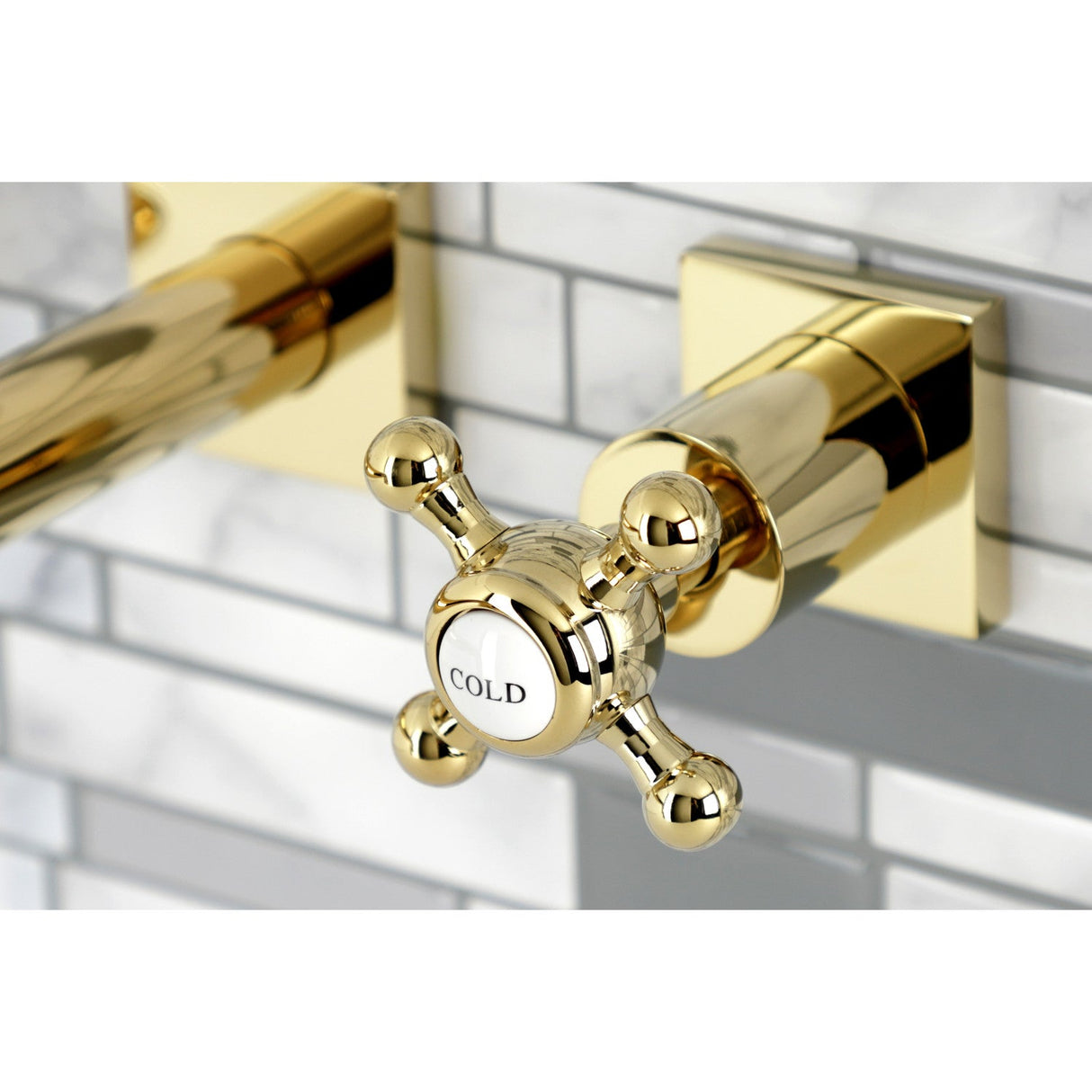 Metropolitan KS6022BX Two-Handle 3-Hole Wall Mount Roman Tub Faucet, Polished Brass