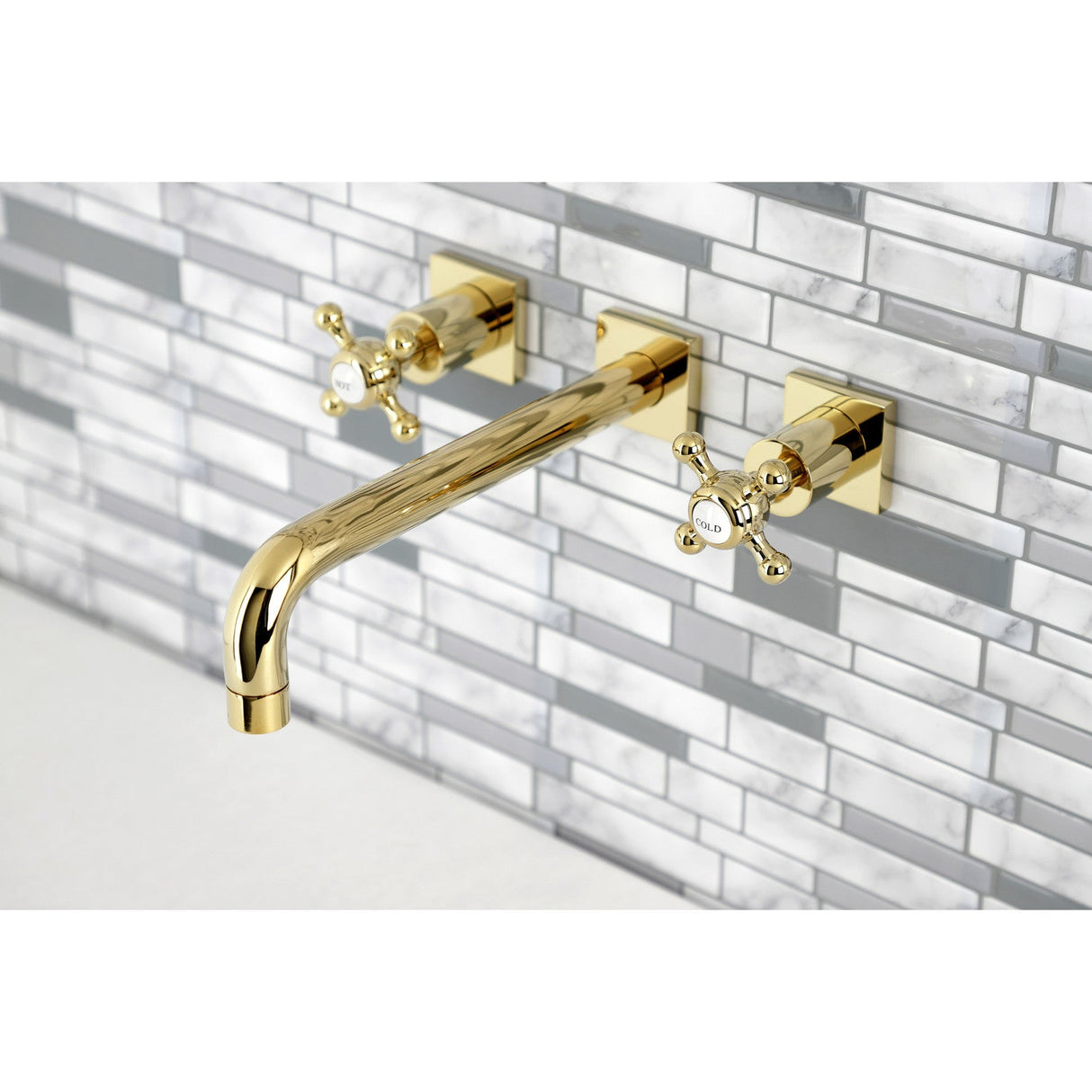 Metropolitan KS6022BX Two-Handle 3-Hole Wall Mount Roman Tub Faucet, Polished Brass