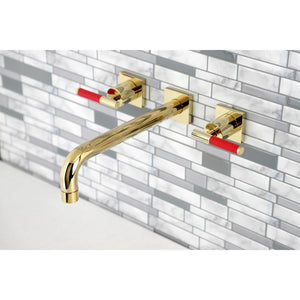Kaiser KS6022CKL Two-Handle 3-Hole Wall Mount Roman Tub Faucet, Polished Brass