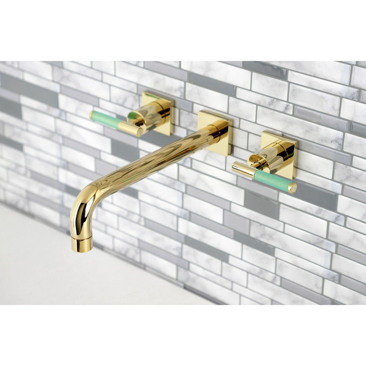 Kaiser KS6022CKL Two-Handle 3-Hole Wall Mount Roman Tub Faucet, Polished Brass