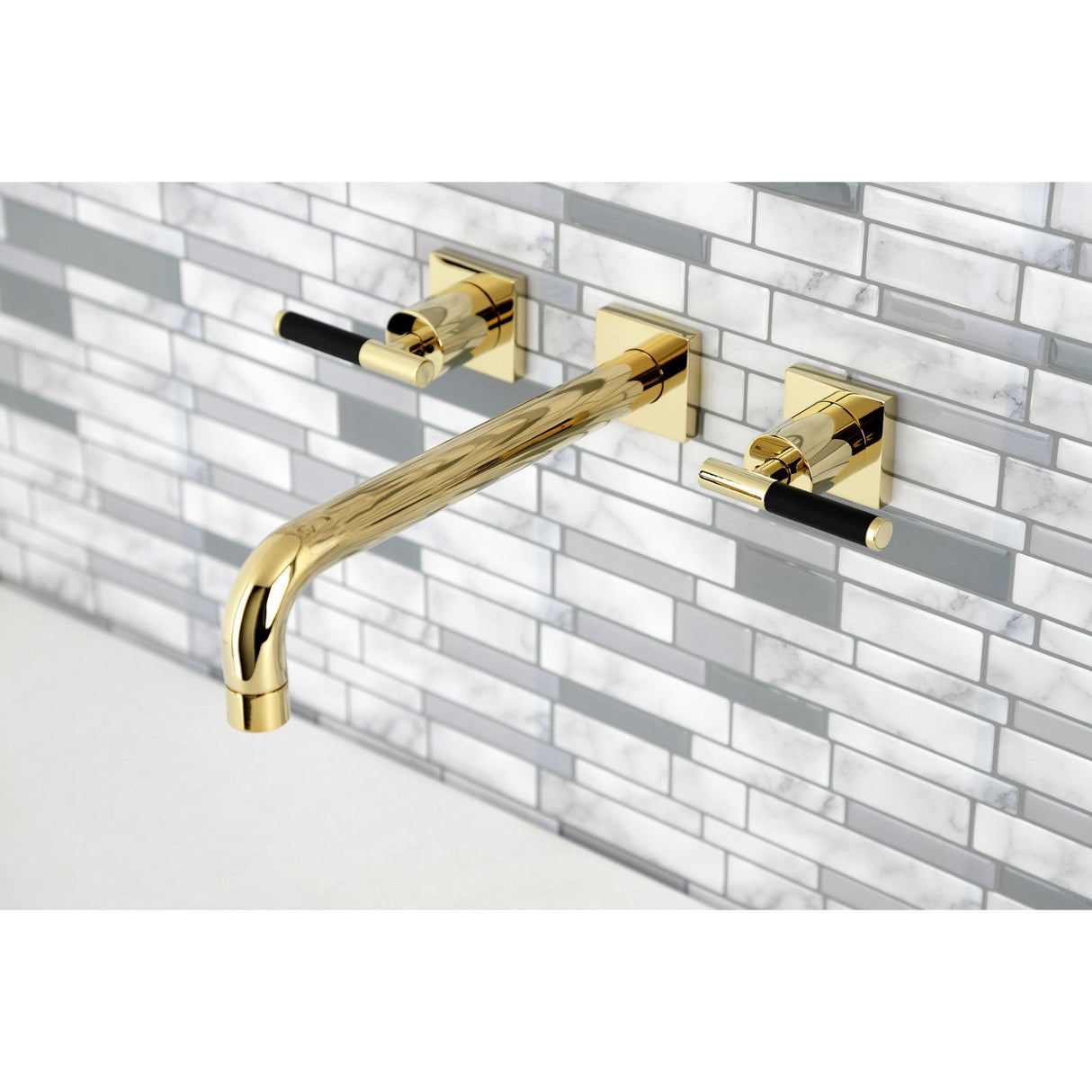 Kaiser KS6022CKL Two-Handle 3-Hole Wall Mount Roman Tub Faucet, Polished Brass