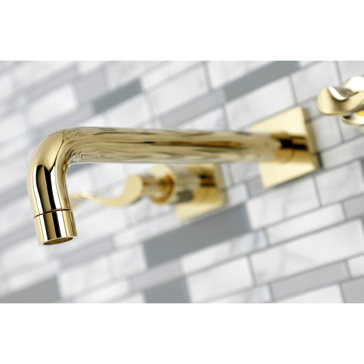 NuWave KS6022DFL Two-Handle 3-Hole Wall Mount Roman Tub Faucet, Polished Brass