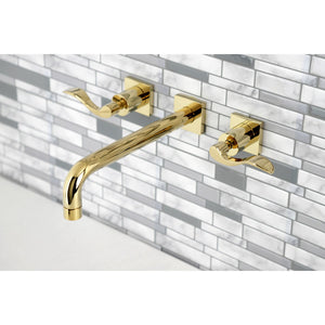 NuWave KS6022DFL Two-Handle 3-Hole Wall Mount Roman Tub Faucet, Polished Brass