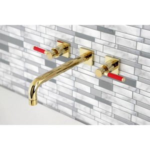 Kaiser KS6022DKL Two-Handle 3-Hole Wall Mount Roman Tub Faucet, Polished Brass