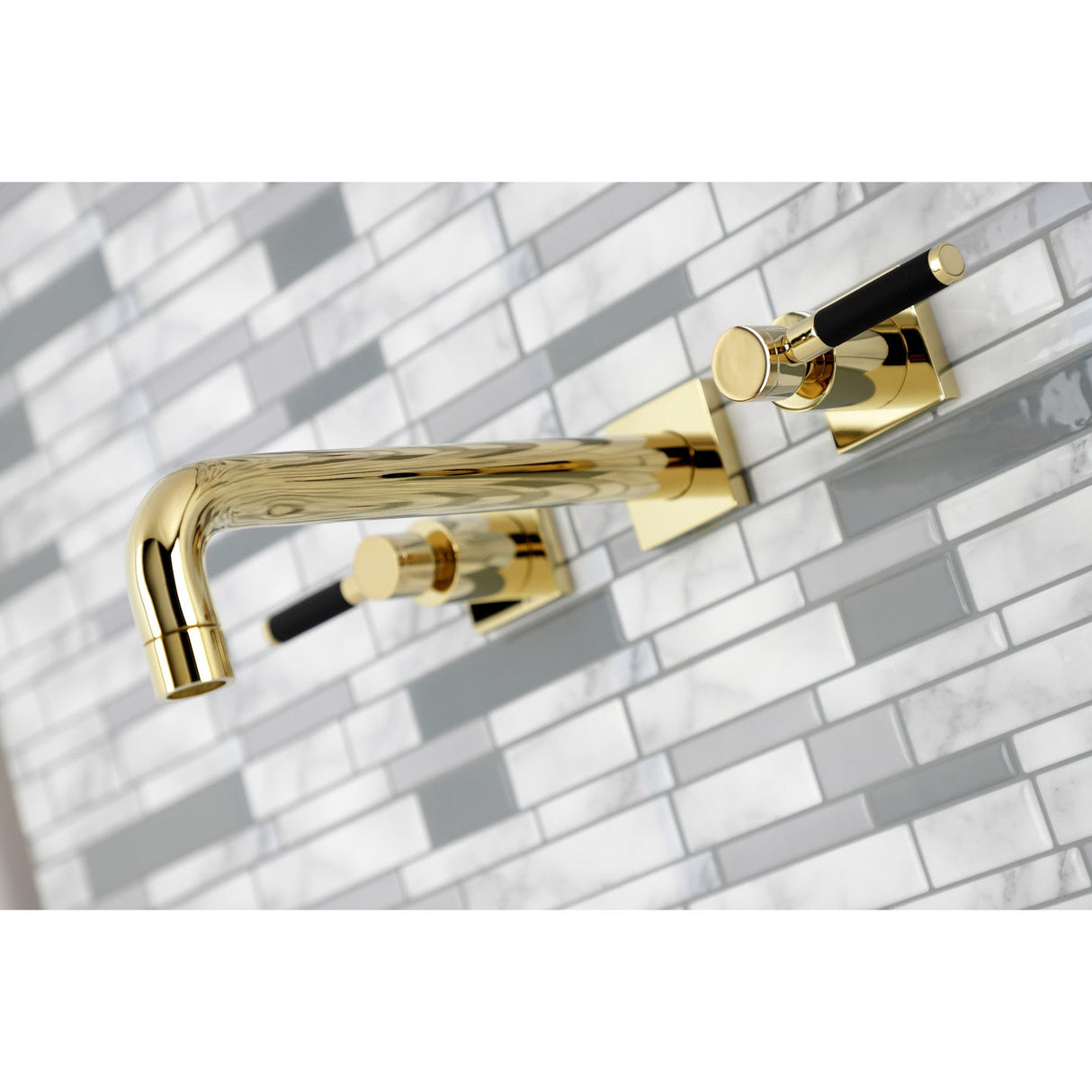 Kaiser KS6022DKL Two-Handle 3-Hole Wall Mount Roman Tub Faucet, Polished Brass