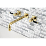 Kaiser KS6022DKL Two-Handle 3-Hole Wall Mount Roman Tub Faucet, Polished Brass