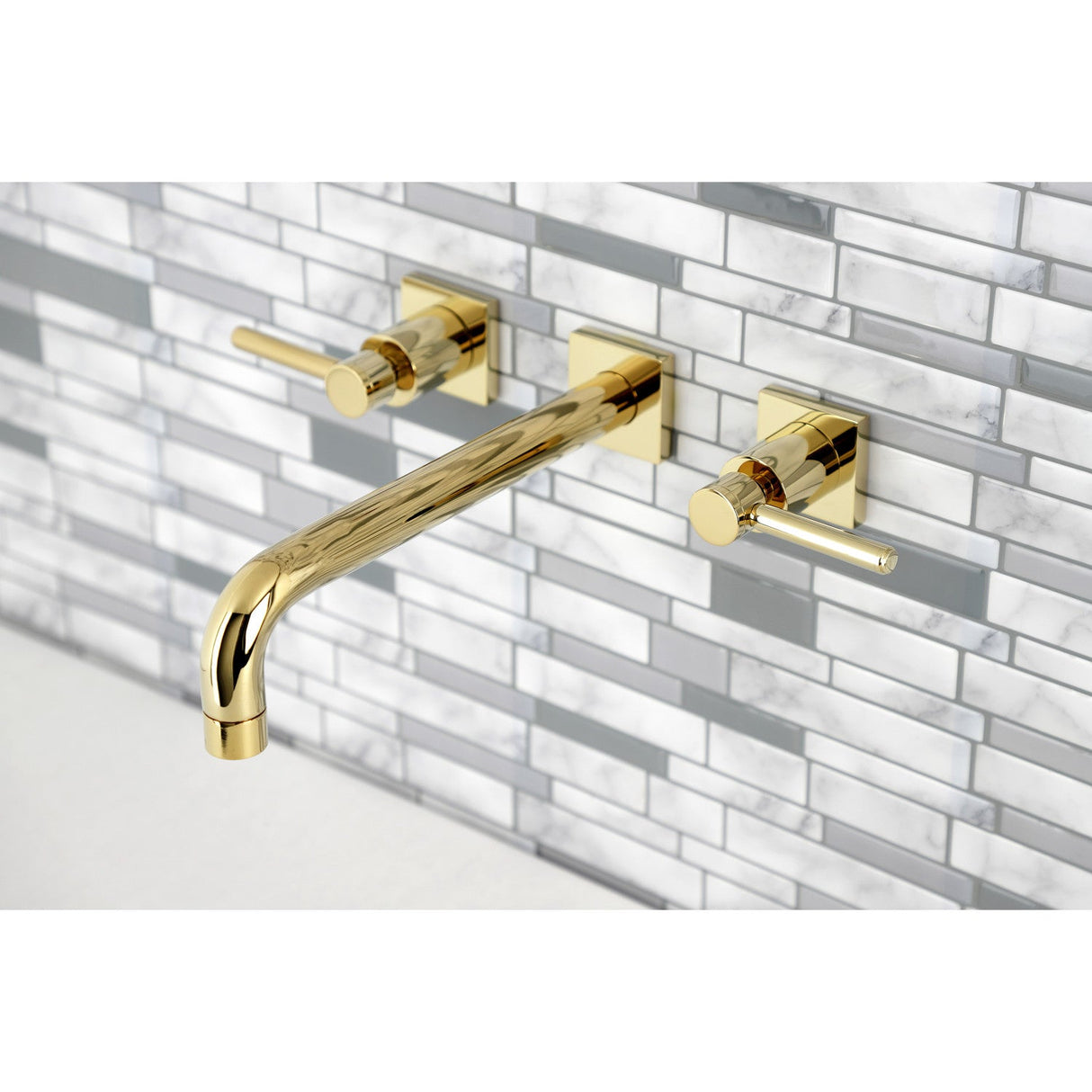 Concord KS6022DL Two-Handle 3-Hole Wall Mount Roman Tub Faucet, Polished Brass