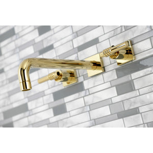 Milano KS6022ML Two-Handle 3-Hole Wall Mount Roman Tub Faucet, Polished Brass