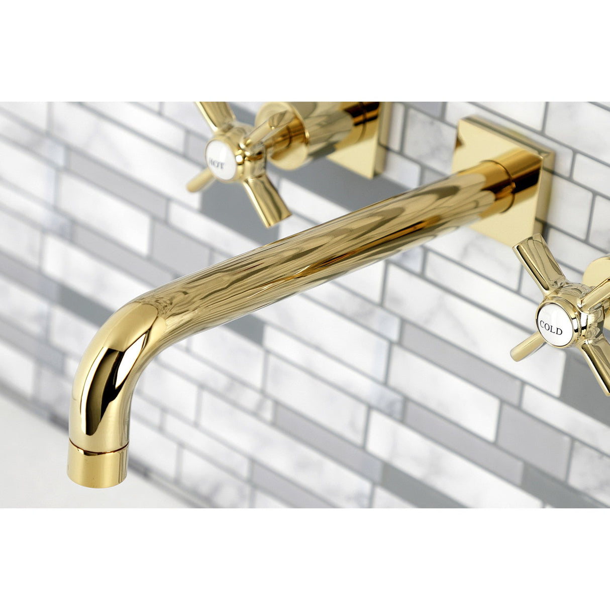 Millennium KS6022ZX Two-Handle 3-Hole Wall Mount Roman Tub Faucet, Polished Brass