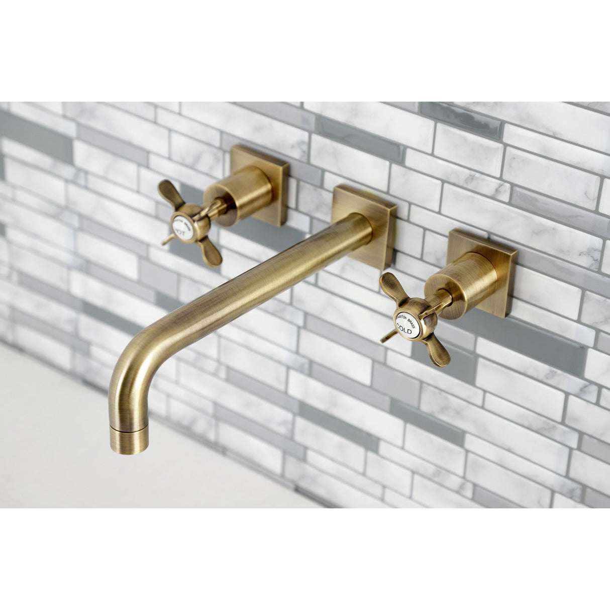 Essex KS6023BEX Two-Handle 3-Hole Wall Mount Roman Tub Faucet, Antique Brass