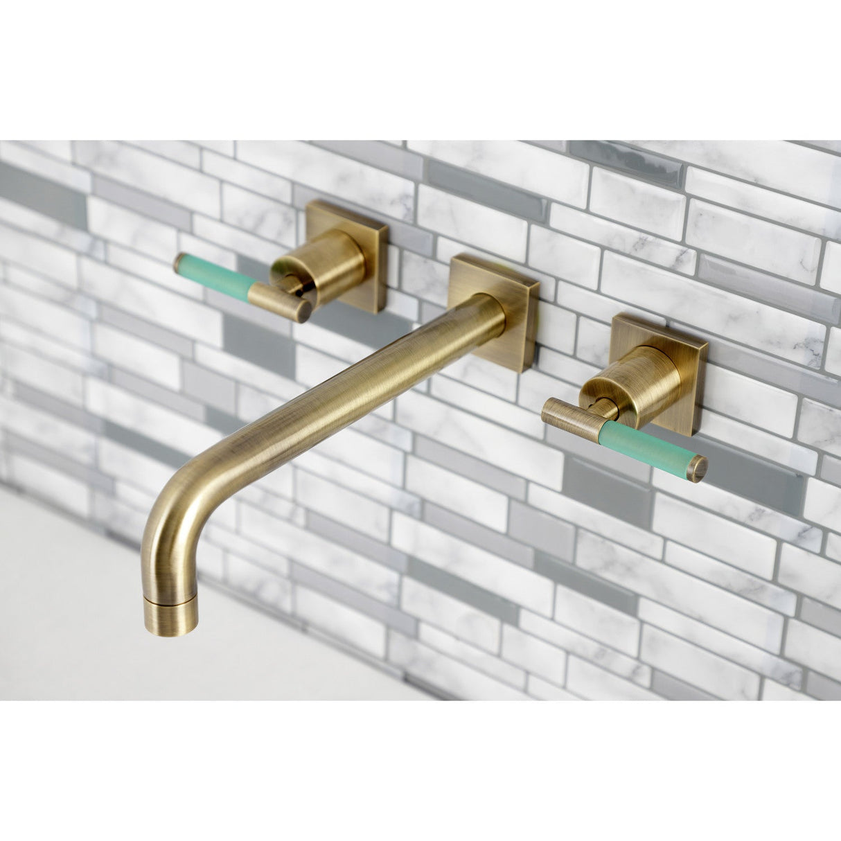 Kaiser KS6023CKL Two-Handle 3-Hole Wall Mount Roman Tub Faucet, Antique Brass
