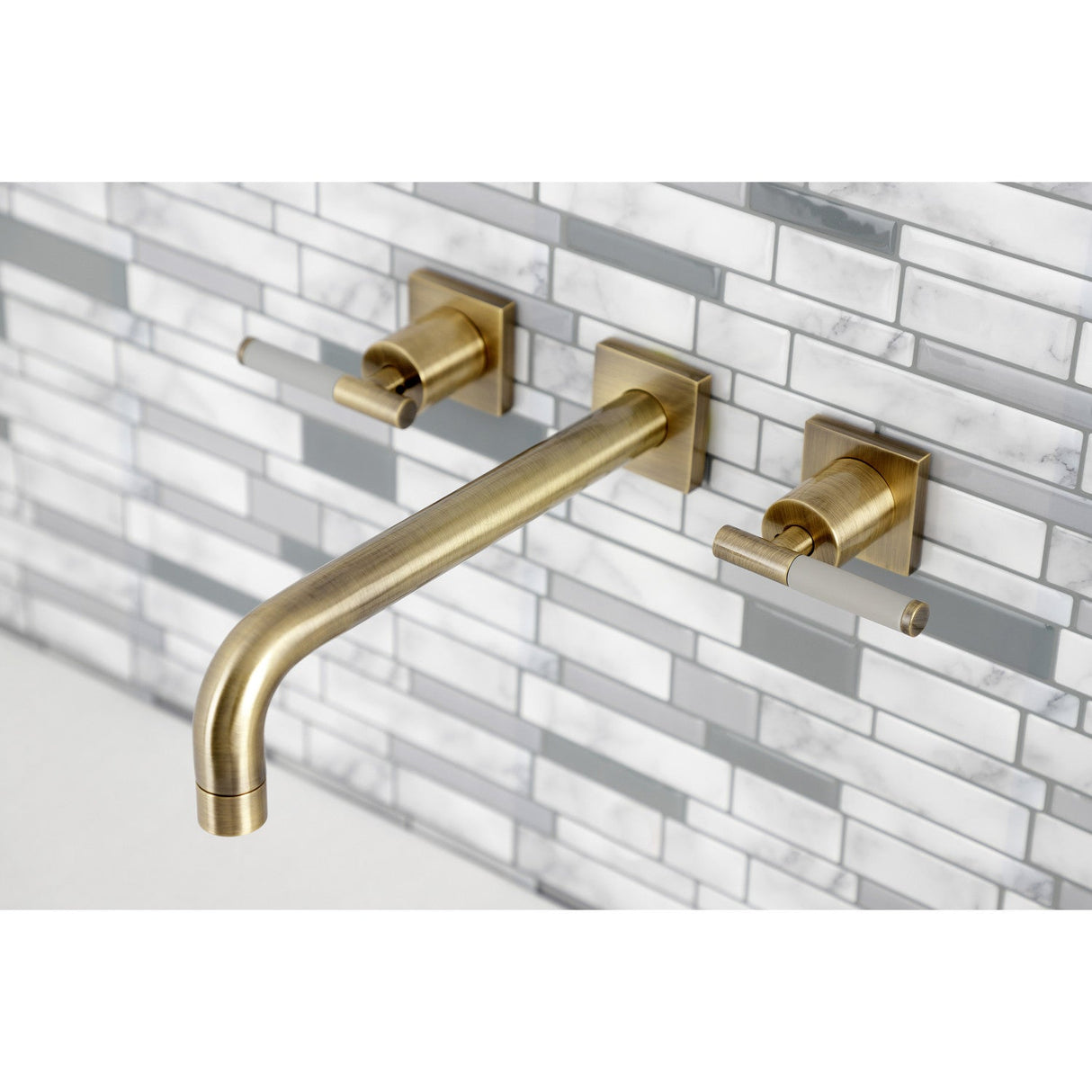 Kaiser KS6023CKL Two-Handle 3-Hole Wall Mount Roman Tub Faucet, Antique Brass