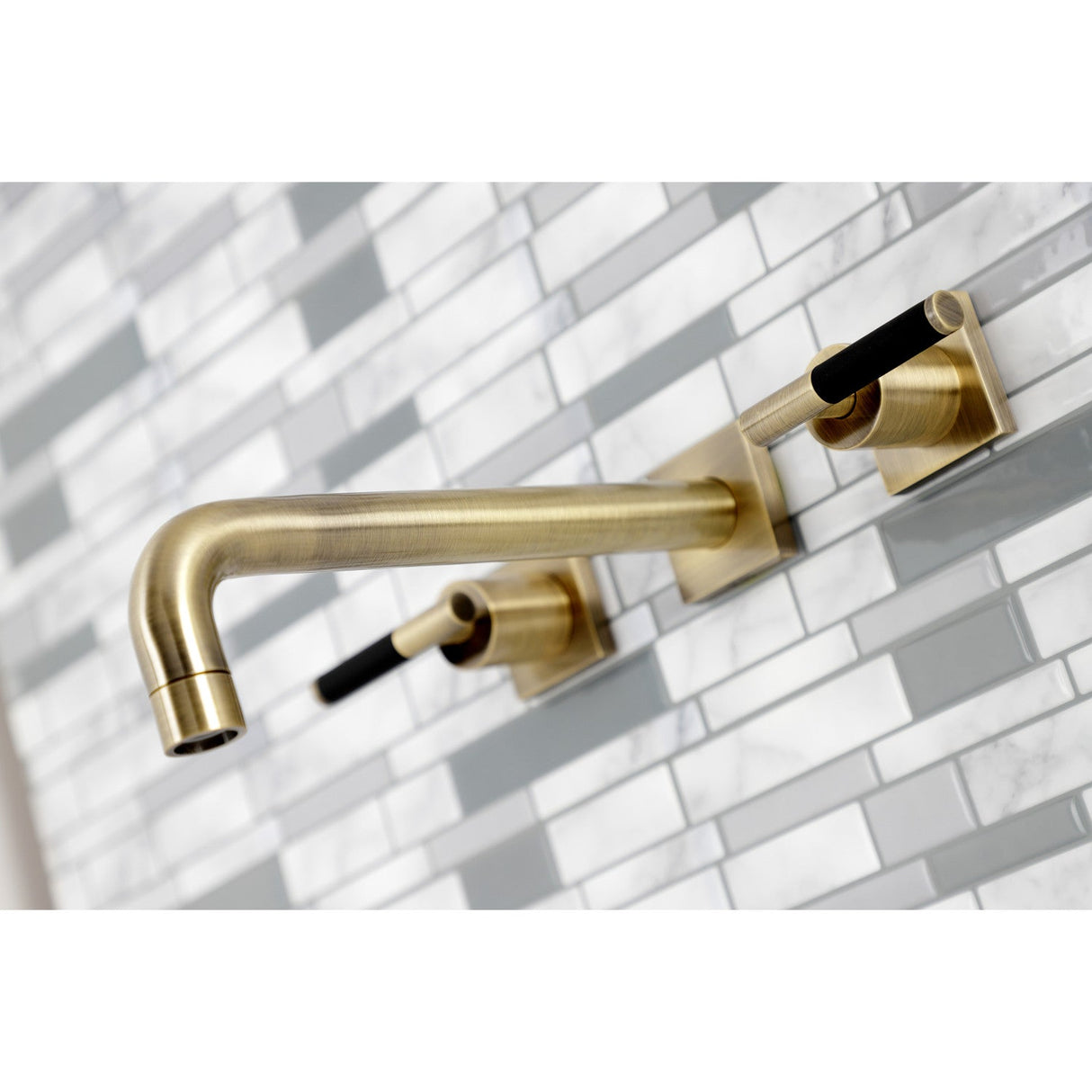 Kaiser KS6023CKL Two-Handle 3-Hole Wall Mount Roman Tub Faucet, Antique Brass