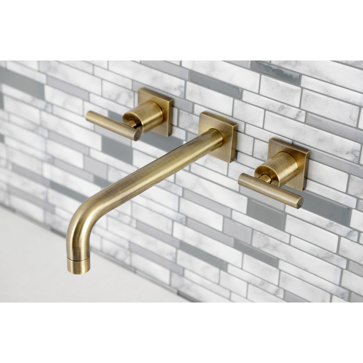 Manhattan KS6023CML Two-Handle 3-Hole Wall Mount Roman Tub Faucet, Antique Brass