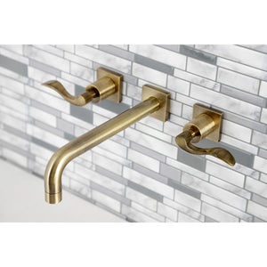 NuWave KS6023DFL Two-Handle 3-Hole Wall Mount Roman Tub Faucet, Antique Brass