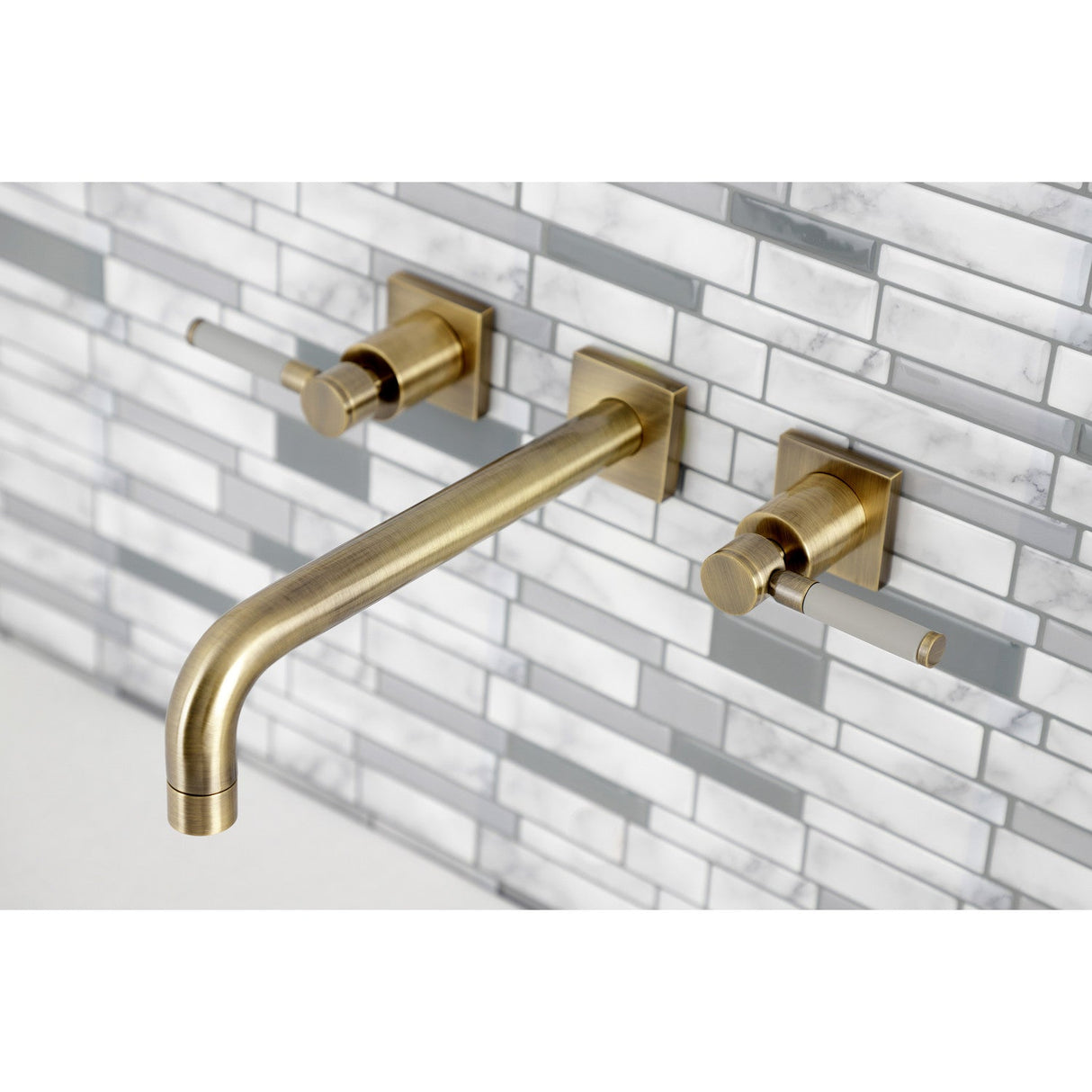 Kaiser KS6023DKL Two-Handle 3-Hole Wall Mount Roman Tub Faucet, Antique Brass