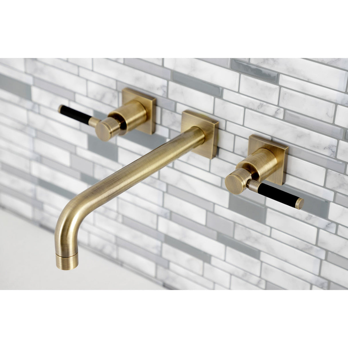 Kaiser KS6023DKL Two-Handle 3-Hole Wall Mount Roman Tub Faucet, Antique Brass