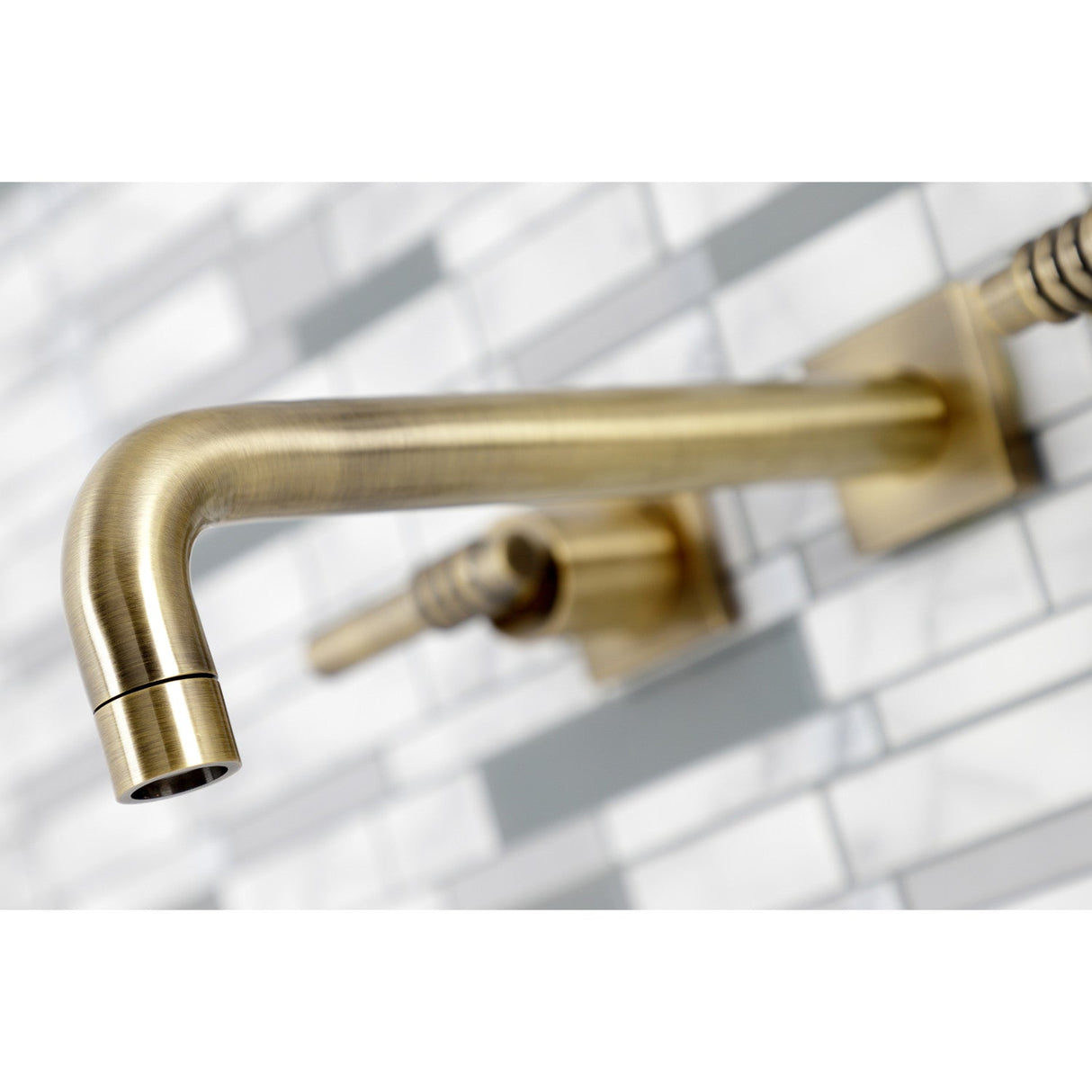 Milano KS6023ML Two-Handle 3-Hole Wall Mount Roman Tub Faucet, Antique Brass