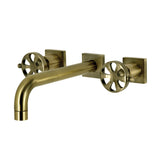 Belknap KS6023RX Two-Handle 3-Hole Wall Mount Roman Tub Faucet, Antique Brass