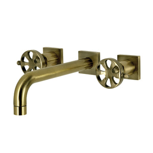 Belknap KS6023RX Two-Handle 3-Hole Wall Mount Roman Tub Faucet, Antique Brass
