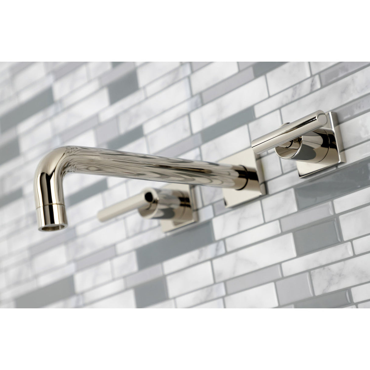 Manhattan KS6026CML Two-Handle 3-Hole Wall Mount Roman Tub Faucet, Polished Nickel