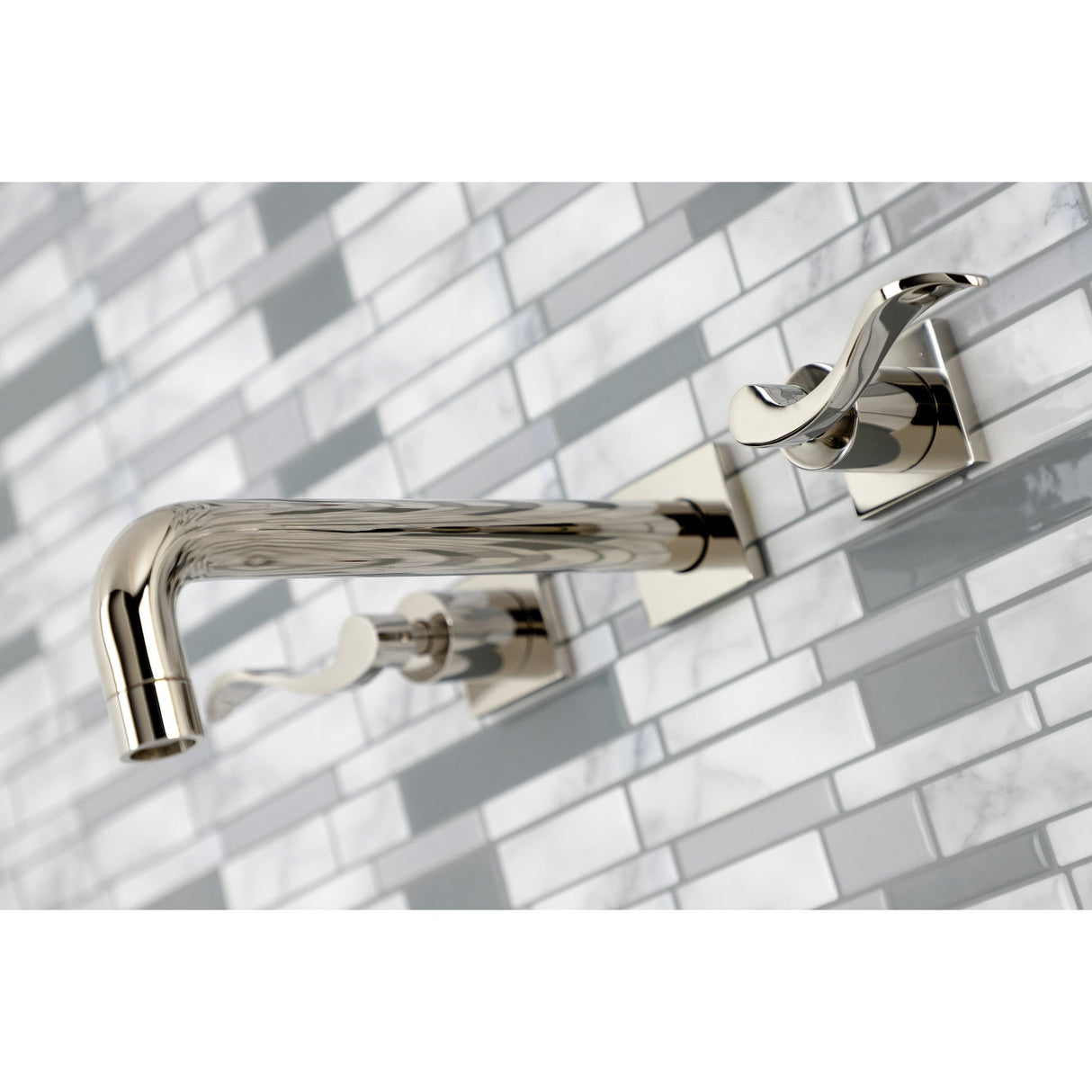 NuWave KS6026DFL Two-Handle 3-Hole Wall Mount Roman Tub Faucet, Polished Nickel