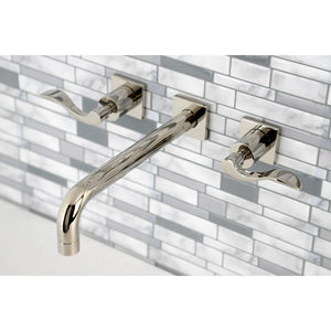 NuWave KS6026DFL Two-Handle 3-Hole Wall Mount Roman Tub Faucet, Polished Nickel