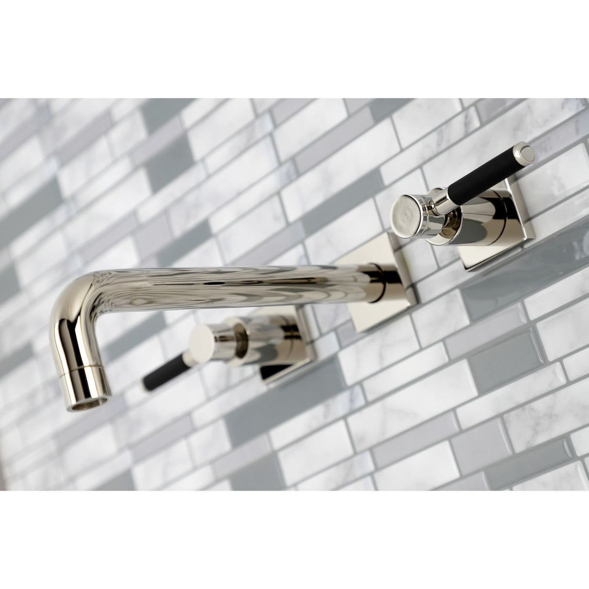 Kaiser KS6026DKL Two-Handle 3-Hole Wall Mount Roman Tub Faucet, Polished Nickel
