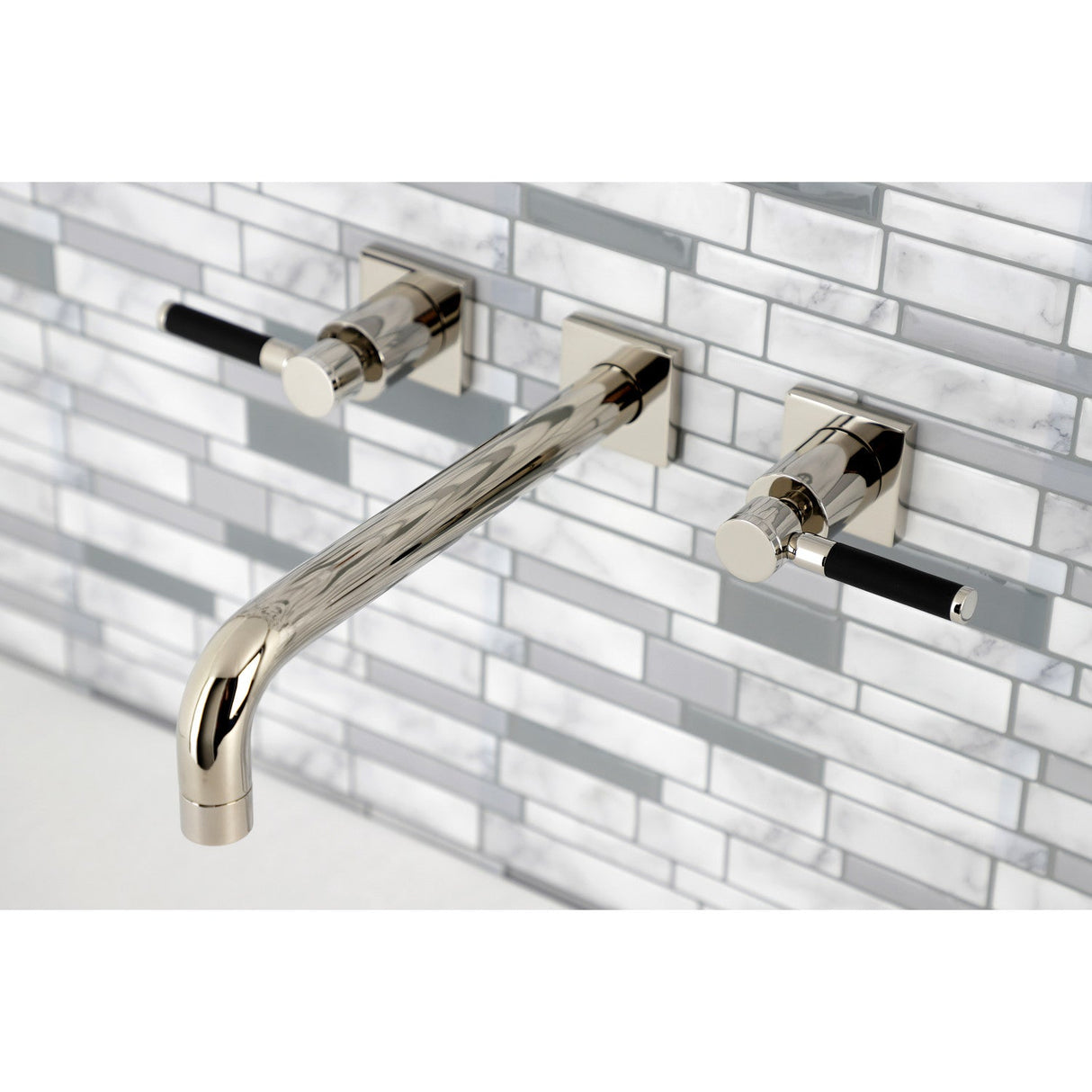 Kaiser KS6026DKL Two-Handle 3-Hole Wall Mount Roman Tub Faucet, Polished Nickel