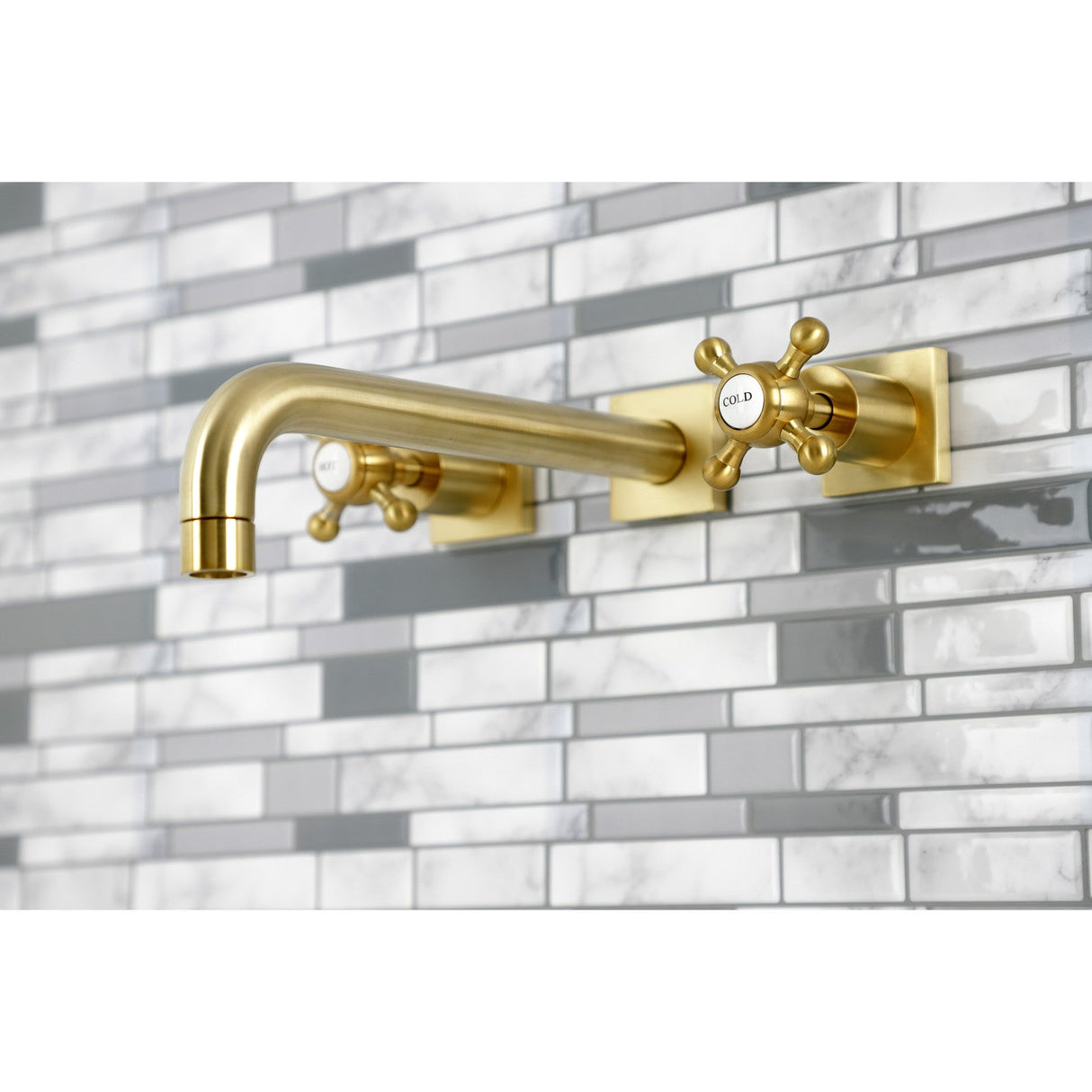 Metropolitan KS6027BX Two-Handle 3-Hole Wall Mount Roman Tub Faucet, Brushed Brass